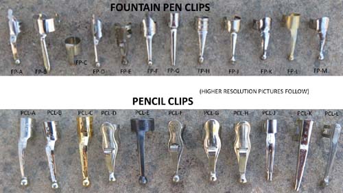 AFTERTHOUGHT PEN AND PENCIIL CLIPS, aka ACCOMMODATION CLIPS, AFTER MARKET CLIPS, THIRD PARTY CLIPS